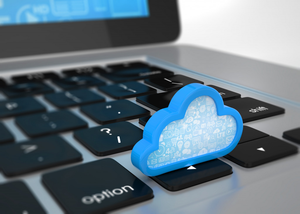 laptop with cloud concept of cloud storage